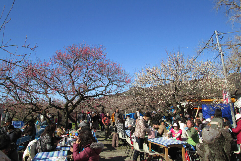 別所会場　食堂前テーブル（賑わいんの様子）